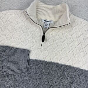 NWT William Rast Sweater Men's XL Gray Colorblock 1/4 Zip Cable Knit‎ Cabincore